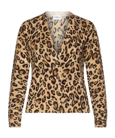 Marella Leopard-print Button-up Cardigan In Brown