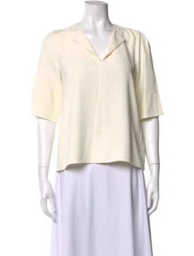 Pre-owned Marella V-neck Short Sleeve Blouse In Neutrals