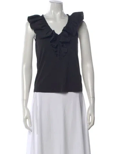 Pre-owned Marella V-neck Sleeveless Top In Black