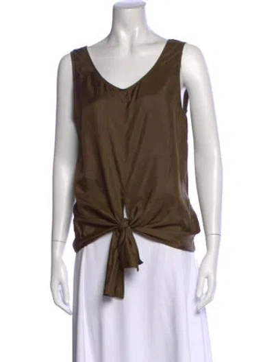 Pre-owned Marella V-neck Sleeveless Top In Brown