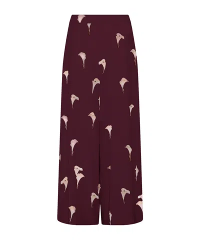 Marella Voile Wide-leg Trousers - Natural In Burgundy