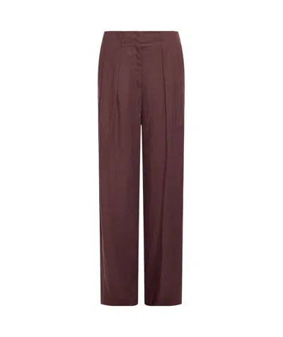 Marella Washed Linen Trousers - Brown