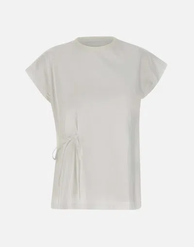 Marella White Cotton T Shirt With Tie
