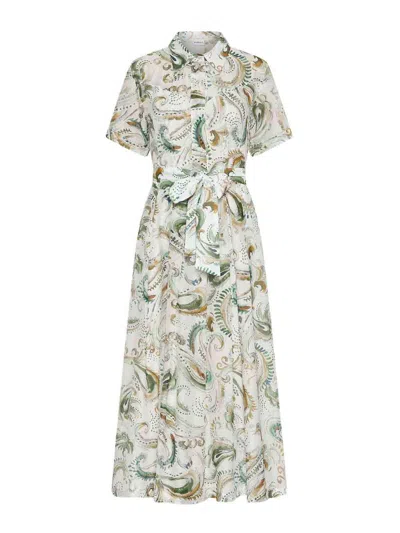 Marella Womens Galli Cotton Silk Shirt Dress White In Multi