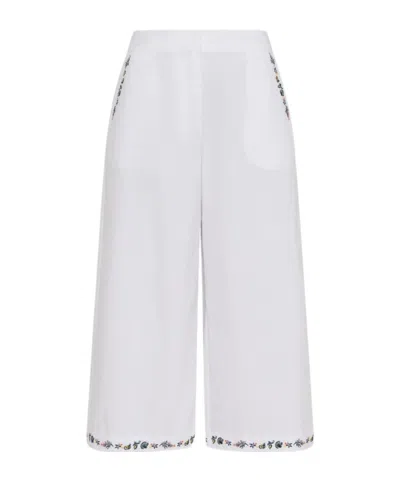 Marella Wide-fit Embroidered Trousers In White