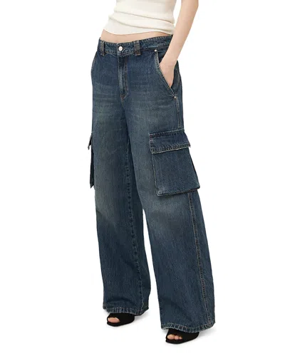 Marella Wide Leg Cargo Jeans In Navy