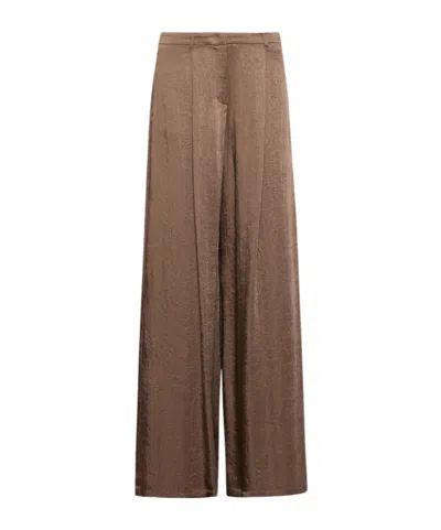 Marella Wide-fit Crinkle Twill Trousers In Brown