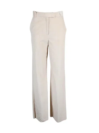 Marella Wide-leg High-waist Trousers With Textured Fabric In Neutral