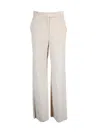 Marella Wide-leg High-waist Trousers With Textured Fabric In White