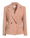 MARELLA MARELLA WOMAN BLAZER CAMEL SIZE 12 POLYESTER, VIRGIN WOOL, ELASTANE