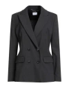 Marella Woman Blazer Charcoal Size 6 Polyester, Virgin Wool, Elastane In Black