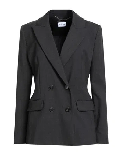 Marella Woman Blazer Charcoal Size 6 Polyester, Virgin Wool, Elastane In Black