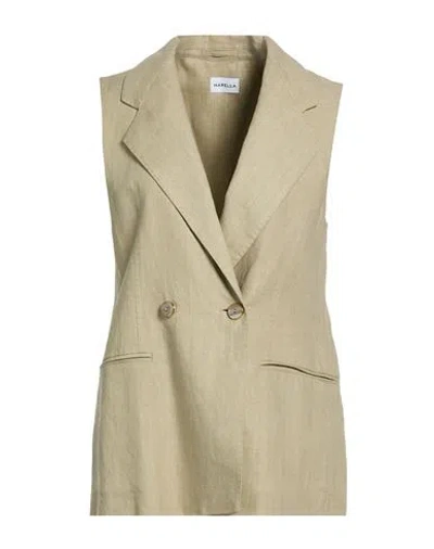 Marella Woman Blazer Khaki Size 10 Linen In Neutral