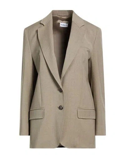 Marella Woman Blazer Khaki Size 10 Polyester, Viscose, Wool, Elastane In Multi
