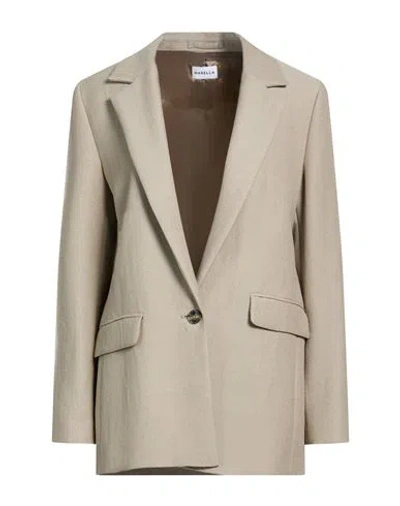 Marella Woman Blazer Khaki Size 12 Virgin Wool, Viscose In Multi
