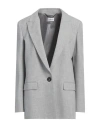 Marella Woman Blazer Light Grey Size 12 Viscose, Polyester, Elastane