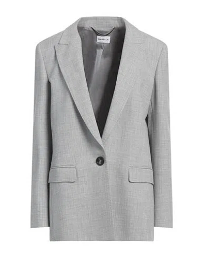 Marella Woman Blazer Light Grey Size 12 Viscose, Polyester, Elastane