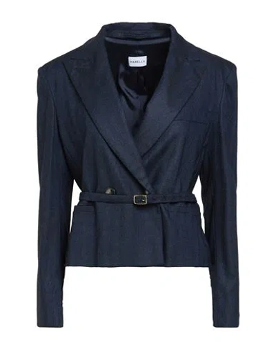 Marella Woman Blazer Midnight Blue Size 10 Viscose, Wool, Polyester, Elastane In Brown