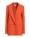 Marella Woman Blazer Orange Size 6 Polyester, Viscose, Elastane