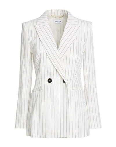 Marella Woman Blazer White Size 4 Linen, Viscose, Cotton, Elastane