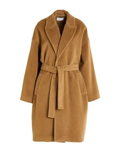 Marella Woman Coat Camel Size 12 Virgin Wool In Brown