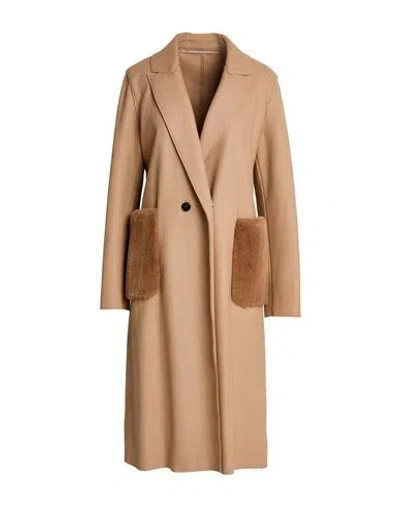 Marella Woman Coat Camel Size 8 Wool, Polyamide In Brown
