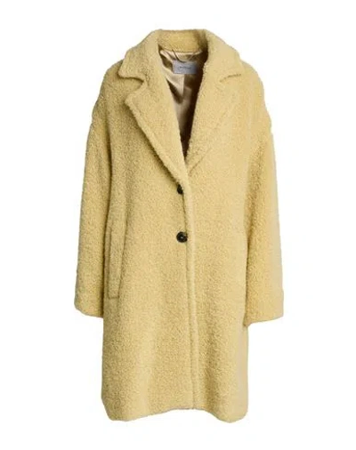 Marella Woman Coat Yellow Size 4 Alpaca Wool, Wool, Polyamide