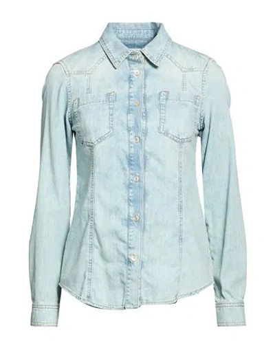 Marella Woman Denim Shirt Blue Size 12 Cotton, Lyocell