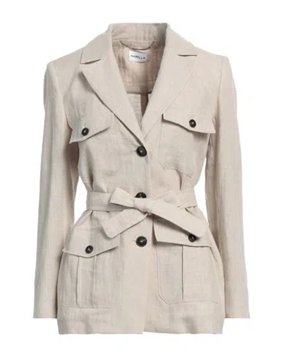 Marella Woman Jacket Beige Size 10 Linen