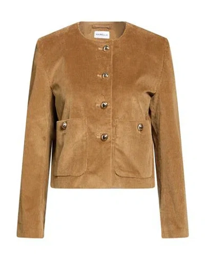 Marella Woman Jacket Light Brown Size 10 Cotton, Lyocell, Elastane In Gold