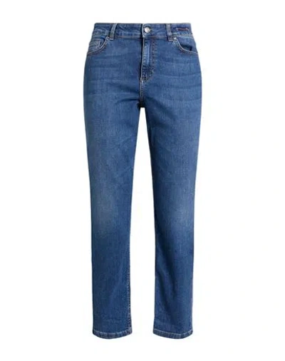 Marella Woman Jeans Blue Size 2 Cotton, Elastane
