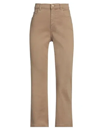Marella Monochrome Woman Jeans Khaki Size 12 Lyocell, Cotton, Polyester, Elastane In Beige