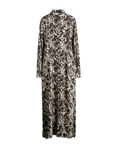 Marella Woman Maxi Dress Black Size 12 Polyester In Gray