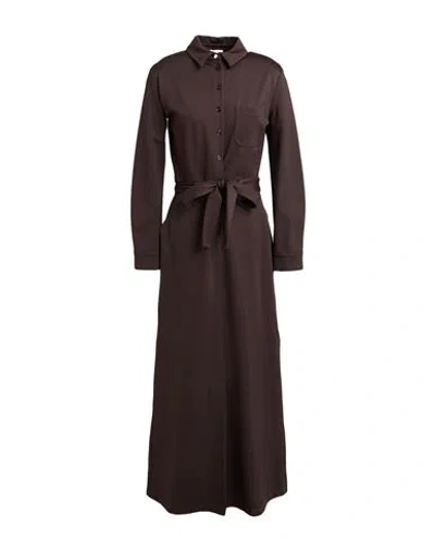 Marella Woman Maxi Dress Dark Brown Size M Viscose, Polyamide, Elastane