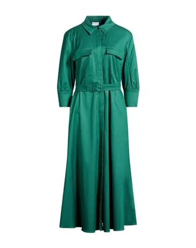 Marella Woman Maxi Dress Emerald Green Size 14 Cotton, Lyocell, Elastane