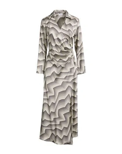 Marella Woman Maxi Dress Off White Size 12 Polyester In Gray