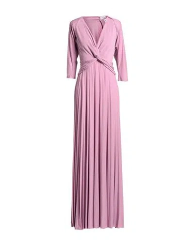 Marella Woman Maxi Dress Pink Size L Viscose, Polyester, Metallic Fiber, Elastane