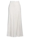 Marella Woman Maxi Skirt Light Grey Size 12 Linen, Viscose, Elastane In Grey