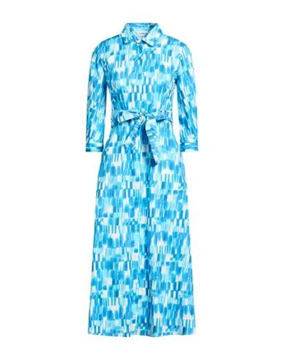 Marella Woman Midi Dress Azure Size 14 Cotton, Elastane In Blue
