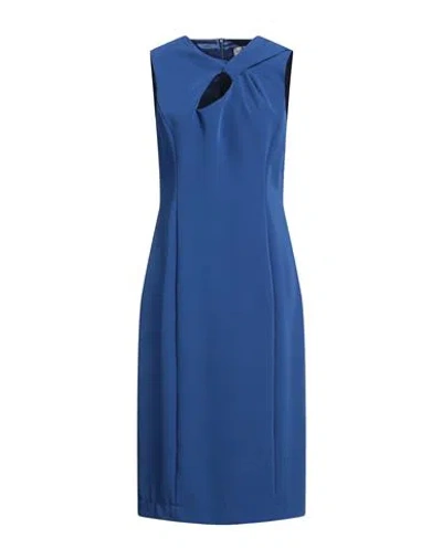 Marella Woman Midi Dress Blue Size 10 Polyester, Elastane