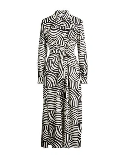 Marella Woman Midi Dress Cream Size 14 Polyester In Black