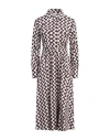 Marella Woman Midi Dress Dark Brown Size 10 Cotton, Elastane