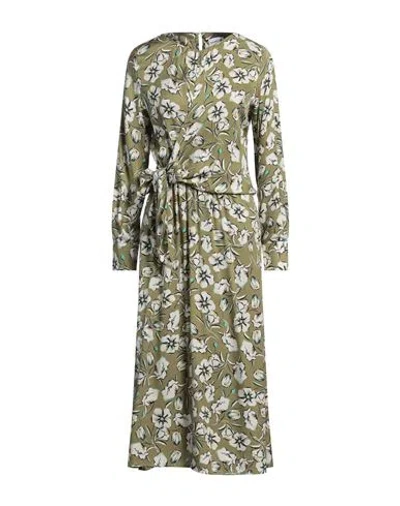 Marella Woman Midi Dress Military Green Size 8 Viscose