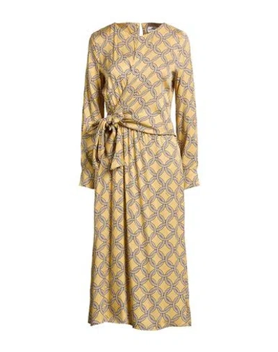Marella Woman Midi Dress Mustard Size 8 Viscose In Brown