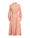 Marella Woman Midi Dress Orange Size 10 Cotton, Elastane In Orange