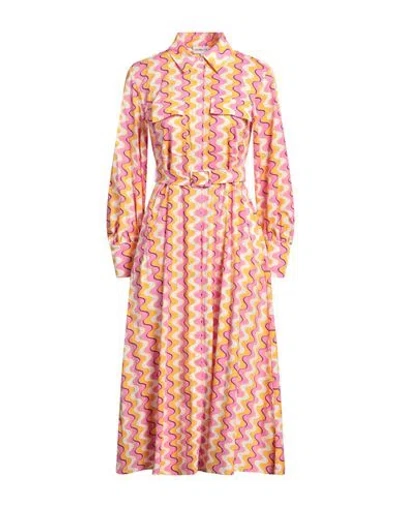 Marella Woman Midi Dress Orange Size 10 Cotton, Elastane
