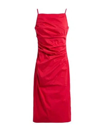 Marella Woman Midi Dress Red Size 14 Cotton, Polyamide, Elastane