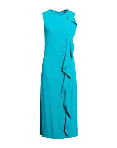 Marella Woman Midi Dress Turquoise Size L Viscose, Elastane In Blue