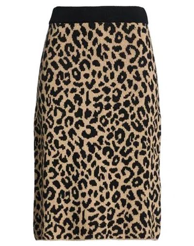 Marella Woman Midi Skirt Beige Size Xl Wool, Polyamide In Brown