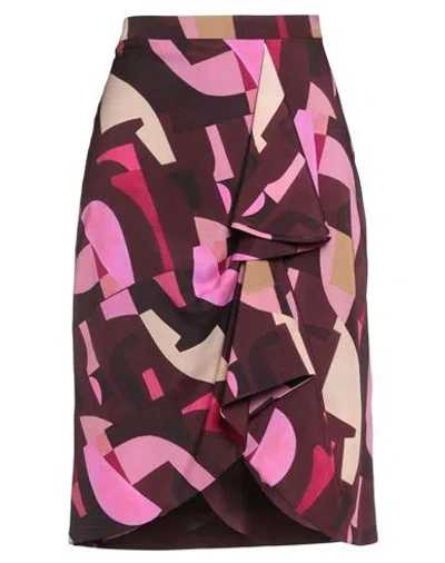 Marella Woman Midi Skirt Burgundy Size 8 Polyester In Multi